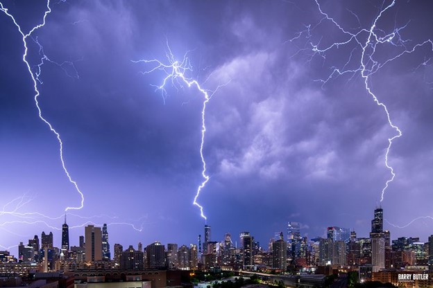 Three Lightning Strikes In Chicago